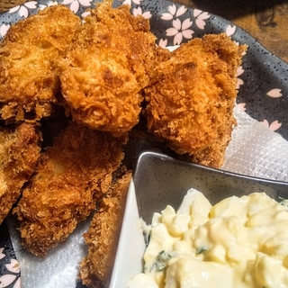 お手製タルタルソースで冷凍カキフライ食べました♪